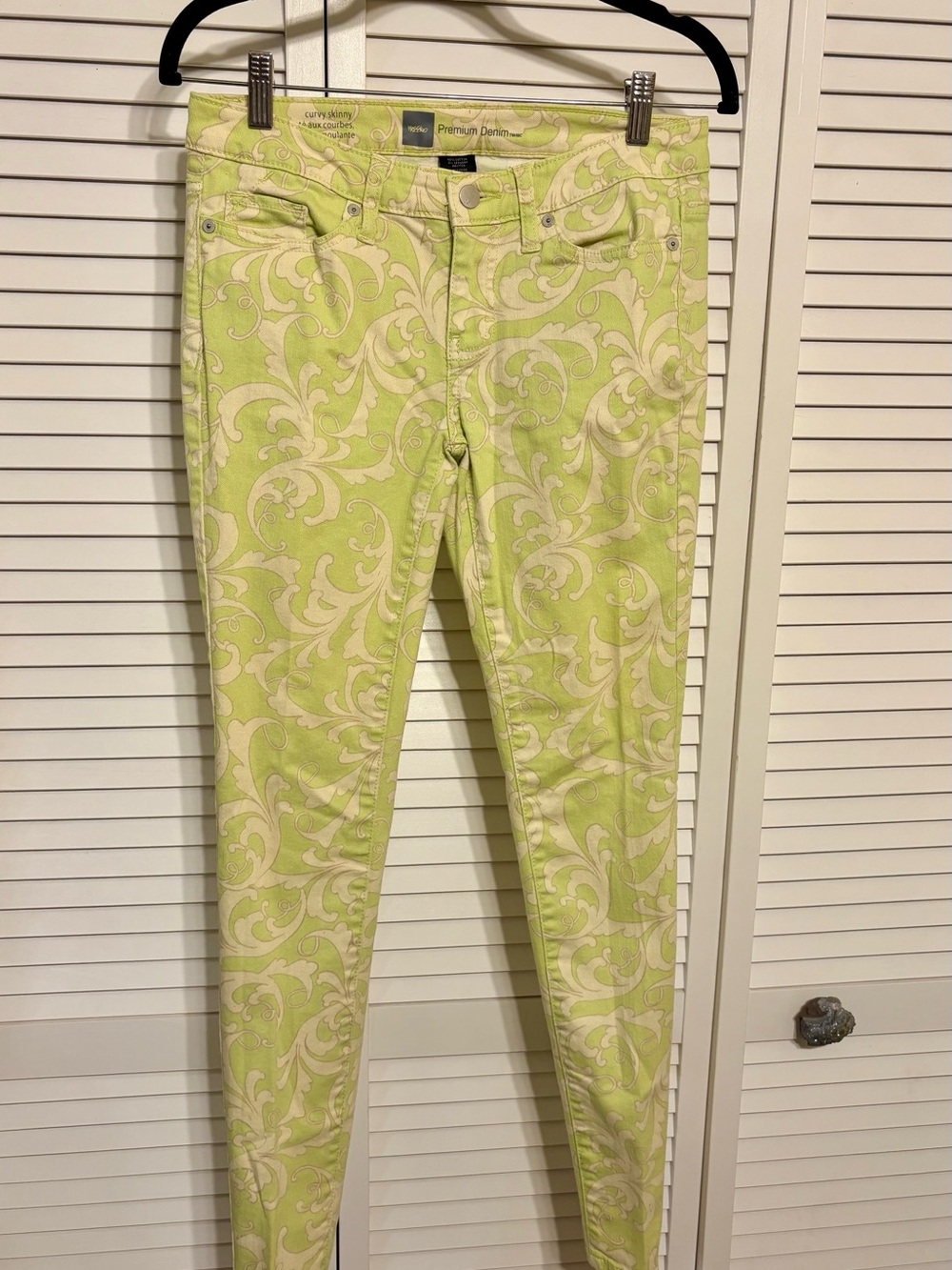 Mossimo Supply Co. Lime Green & Cream Low Rise Skinny Jeans